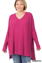 Load image into Gallery viewer, Zenana Plus Brushed Thermal Waffle V-Neck Sweater