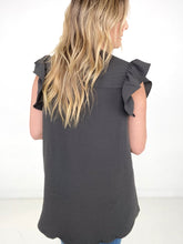 Load image into Gallery viewer, Zenana Woven Airflow Ruffled Sleeve High-Low Top