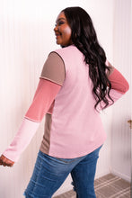Load image into Gallery viewer, Heimish Full Size Color Block Exposed Seam Waffle-Knit Top
