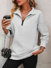 Load image into Gallery viewer, Mandy Zip-Up Dropped Shoulder Sweatshirt  ** 5-10 business day shipping! **