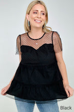 Load image into Gallery viewer, White Birch Short Sleeve Solid Swiss Dot Mesh Knit Top