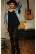 Load image into Gallery viewer, Dark as night textured faux leather leggings