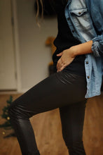 Load image into Gallery viewer, Dark as night textured faux leather leggings