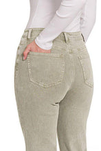 Load image into Gallery viewer, Zenana Acid Washed High Waist Frayed Hem Cropped Kick Flare Jeans