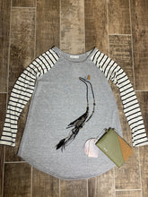 Load image into Gallery viewer, Heather + Stripe lightweight sweater- DOORBUSTER!