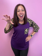 Load image into Gallery viewer, Eggplant Animal Vibes Raglan tee