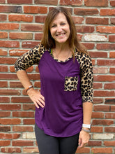 Load image into Gallery viewer, Eggplant Animal Vibes Raglan tee