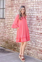 Load image into Gallery viewer, Into The Sunset Dress In Coral