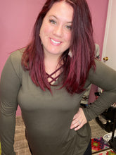 Load image into Gallery viewer, Essential Basic v-neck top in dark olive