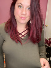 Load image into Gallery viewer, Essential Basic v-neck top in dark olive