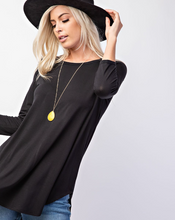 Load image into Gallery viewer, Stella 3/4 sleeve high/low top in black