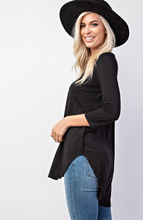 Load image into Gallery viewer, Stella 3/4 sleeve high/low top in black
