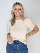 Load image into Gallery viewer, Lace Trim Pleated Short Sleeve Top