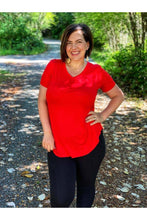 Load image into Gallery viewer, V neck tee in red- FINAL SALE!