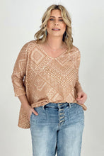 Load image into Gallery viewer, BiBi Aztec Print French Terry V Neck Top