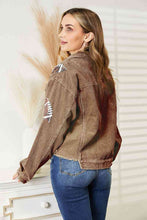 Load image into Gallery viewer, Football Patch Raw Hem Shacket ** 5-10 business day shipping! **