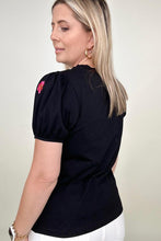 Load image into Gallery viewer, Embroidered Floral Puff Sleeve Tee