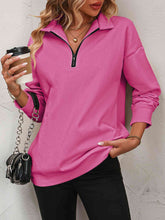 Load image into Gallery viewer, Mandy Zip-Up Dropped Shoulder Sweatshirt  ** 5-10 business day shipping! **