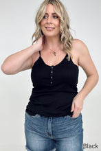 Load image into Gallery viewer, Zenana Ribbed Snap Button Closure Cami Top