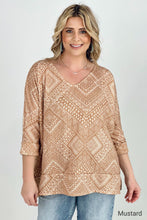 Load image into Gallery viewer, BiBi Aztec Print French Terry V Neck Top