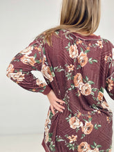 Load image into Gallery viewer, BiBi Floral Print Jacquard Knit Sweatshirt With Cut Edge