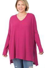 Load image into Gallery viewer, Zenana Plus Brushed Thermal Waffle V-Neck Sweater