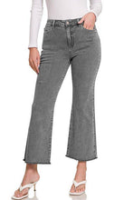 Load image into Gallery viewer, Zenana Acid Washed High Waist Frayed Hem Cropped Kick Flare Jeans
