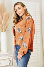 Load image into Gallery viewer, Football Patch Raw Hem Shacket ** 5-10 business day shipping! **