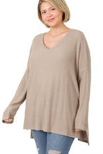 Load image into Gallery viewer, Zenana Plus Brushed Thermal Waffle V-Neck Sweater