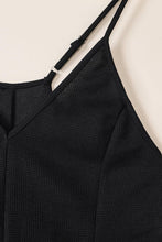 Load image into Gallery viewer, Textured Black Sleeveless V-Neck Pocketed Jumpsuit