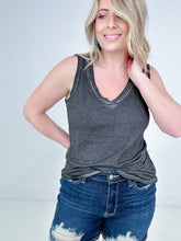 Load image into Gallery viewer, Zenana Washed Raw Edge V-Neck Tank Top