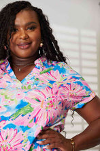 Load image into Gallery viewer, Double Take Floral Notched Neck Short Sleeve Top