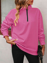 Load image into Gallery viewer, Mandy Zip-Up Dropped Shoulder Sweatshirt  ** 5-10 business day shipping! **