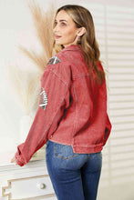 Load image into Gallery viewer, Football Patch Raw Hem Shacket ** 5-10 business day shipping! **