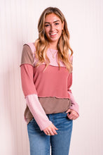 Load image into Gallery viewer, Heimish Full Size Color Block Exposed Seam Waffle-Knit Top