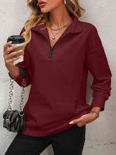 Load image into Gallery viewer, Mandy Zip-Up Dropped Shoulder Sweatshirt  ** 5-10 business day shipping! **