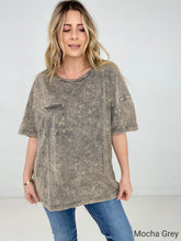 Load image into Gallery viewer, Zenana Acid Wash Front Pocket Raw Edge Top