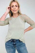 Load image into Gallery viewer, Zenana Plus Lace Half Sleeve Round Neck & Round Hem Top