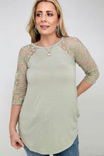 Load image into Gallery viewer, Zenana Plus Lace Half Sleeve Round Neck & Round Hem Top