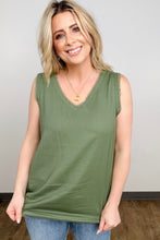 Load image into Gallery viewer, Zenana Linen Pre-Washed Frayed Edge V-Neck Sleeveless Top