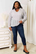 Load image into Gallery viewer, Woven Right Cable-Knit Hooded Sweater