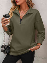 Load image into Gallery viewer, Mandy Zip-Up Dropped Shoulder Sweatshirt  ** 5-10 business day shipping! **