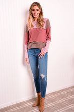 Load image into Gallery viewer, Heimish Full Size Color Block Exposed Seam Waffle-Knit Top