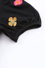 Load image into Gallery viewer, Embroidered Floral Puff Sleeve Tee