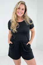 Load image into Gallery viewer, Zenana Solid Short Sleeve Elastic Waist Romper with Back Keyhole Opening