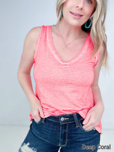 Load image into Gallery viewer, Zenana Washed Raw Edge V-Neck Tank Top