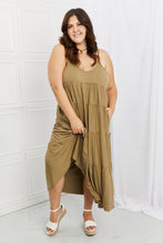 Load image into Gallery viewer, Zenana Full Size Spaghetti Strap Tiered Dress with Pockets in Khaki