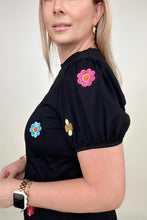 Load image into Gallery viewer, Embroidered Floral Puff Sleeve Tee