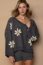 Load image into Gallery viewer, POL V-Neck Floral Pattern Chenille Sweater
