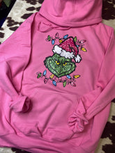 Load image into Gallery viewer, Sequin-look grinch with lights tee/hoodie (multiple colors!)
